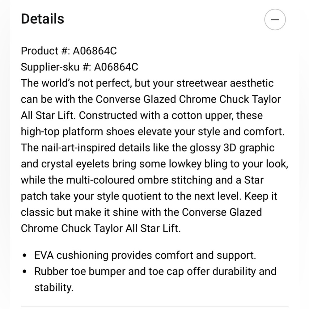 Converse Glazed Chrome Chuck Taylor All Star Lift - Picture 7 of 7